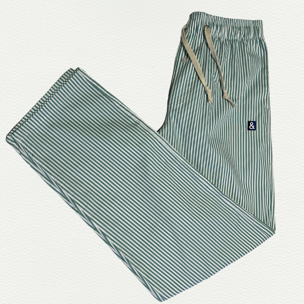 Pantalón de pijama de rayas verde marino